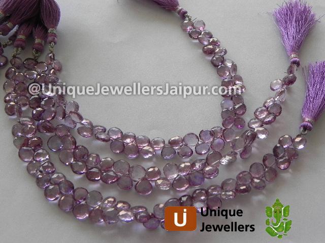 Pinkish Purple Quartz Faceted Heart Beads
